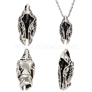 Brass Pendants, Punk Trench Coat Charm, Antique Silver, 37.5x16.5x10.5mm, Hole: 6x3mm(KK-WH0056-69)