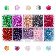 Round Transparent Crackle Glass Beads, Mixed Color, 4mm, Hole: 1.3mm, about 1500~1550pcs/box(CCG-X0006-4mm-B)
