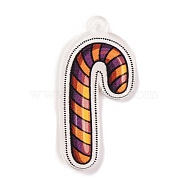 Printed Acrylic Pendant, Halloween Theme, Candy Cane, 45.5x21x1.5mm, Hole: 2mm(FIND-H003-04D)