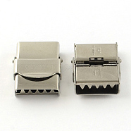Smooth Surface 201 Stainless Steel Watch Band Clasps, Stainless Steel Color, 25x19x7mm, Hole: 16x3mm(STAS-R063-81)
