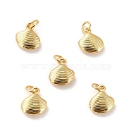 Brass Pendants, Long-Lasting Plated, Cadmium Free & Lead Free, Shell, Real 18K Gold Plated, 9x8x3mm, Hole: 2.5mm(KK-P207-014G-RS)
