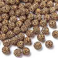 Polymer Clay Rhinestone Beads, Pave Disco Ball Beads, Grade A, Round, PP15, Light Colorado Topaz, 10mm, Hole: 1.8~2mm(X-RB-C1438-10mm-A14)