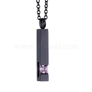Stainless Steel Urn Ashes Necklace, with Glass Rhinestone Pendant Necklace for Women, Light Amethyst, Pendant: 0.98x0.79x0.24 inch(2.5x2x0.6cm)(PW-WG95889-06)