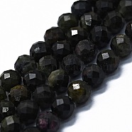 Natural Green Tourmaline Beads Strands, Faceted(64 Facets), Round, 6mm, Hole: 0.8mm, about 62~67pcs/strand, 15.16~15.55 inch(38.5~39.5cm)(G-G927-38)