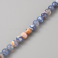 Natural Agate Beads Strands, Two Tone, Dyed, Round, Steel Blue, 8~8.5mm, Hole: 1mm, about 47pcs/strand, 14.84 inch(37.7cm)(G-TAC0010-05C)