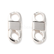 Rack Plating Brass Fold Over Clasps, 8 Shaped, 925 Sterling Silver Plated, 16x7x3mm, Hole: 4mm(KK-Q807-04S)