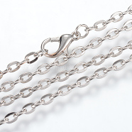 Iron Cable Chains Necklace Making, with Lobster Clasps, Unwelded, Platinum, 17.7 inch(45cm)(X-MAK-R013-45cm-P)