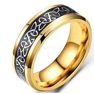 Titanium Steel Triquetra/Trinity Knot Finger Rings for Men Women, Golden, Inner Diameter: 18.2mm(PW-WG54165-09)