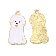 Alloy Enamel Pendants, Golden, Dog Charm, White, 28x14.5x1.5mm, Hole: 1.6mm(ENAM-D046-07G)