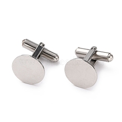 304 Stainless Steel Cuff Buttons, Cufflink Findings for Apparel Accessories, Stainless Steel Color, 17x17x14mm, Tray: 14mm(STAS-H124-10P)