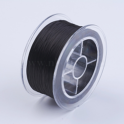 Flat Elastic Crystal String, Elastic Beading Thread, for Stretch Bracelet Making, Black, 0.6mm, about 54.68 yards(50m)/roll(EW-I001-0.6mm-04)