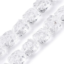 Transparent Glass Beads Strands, Lion Dance, Clear, 12x11.5x10mm, Hole: 1mm, about 33~34pcs/strand, 14.76~15.16 inch(37.5~38.5cm)(GLAA-N001-52)