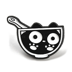Cartoon Cat Enamel Pin, Alloy Brooch for Backpack Clothes, Black, 18x29x1.5mm(JEWB-P032-D06)