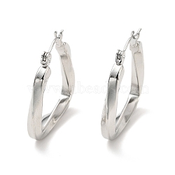 Non-Tarnish 304 Stainless Steel Trapezoid Hoop Earrings for Women, Stainless Steel Color, 25x26x3.5mm, Pin: 0.7mm(EJEW-P202-05P)