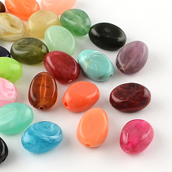 Oval Imitation Gemstone Acrylic Beads, Mixed Color, 18x13x9.5mm, Hole: 2mm(X-OACR-R052-M)