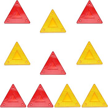 CHGCRAFT 10Pcs 2 Colors Slow Moving Vehicle Sign, Triangle Plastic Reflector Vehicle Warning Sign, for Truck, Mixed Color, 131x150x6.5mm, Hole: 5mm, 5pcs/color