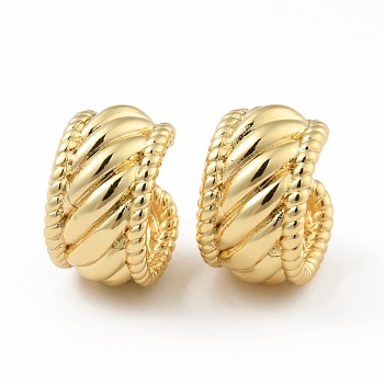 Brass Chunky Cuff Earrings for Men Women, Real 18K Gold Plated, 14x16x9mm