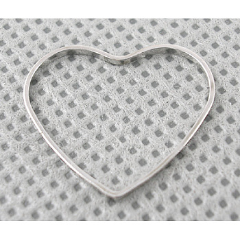 Brass Linking Rings, Valentine's Day Jewelry Accessory, Heart, Plated in Platinum Color, Nickel Free, about 21mm wide, 18.5mm long, 1mm thick