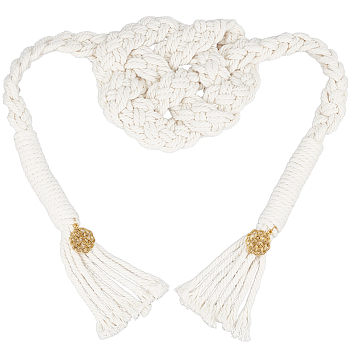 Macrame Cotton Cord Wrist Corsages for Wedding, Party Decorations, with Alloy Knot, Beige, 1900mm