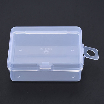 Rectangle Polypropylene(PP) Bead Storage Container, with Hinged Lid, for Jewelry Small Accessories, Clear, 6.8x5.2x2.55cm