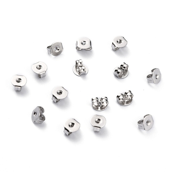 Brass Friction Ear Nuts, Ear Locking Earring Backs for Post Stud Earrings, Platinum, 5x5x3mm,Hole:1mm