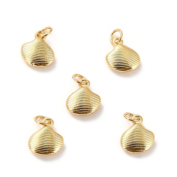 Brass Pendants, Long-Lasting Plated, Cadmium Free & Lead Free, Shell, Real 18K Gold Plated, 9x8x3mm, Hole: 2.5mm