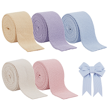 5Pcs 5 Colors Polyester Ribbons, Garment Accessories, Flat, Mixed Color, 1 inch(25mm), about 1.09 Yards(1m)/pc, 1pc/color