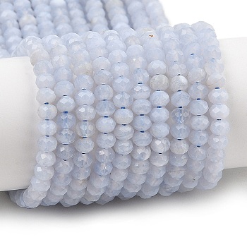 Natural Blue Lace Agate Beads Strands, Faceted, Rondelle, 4x3mm, Hole: 0.7mm, about 131~133pcs/strand, 15.35''(39cm)