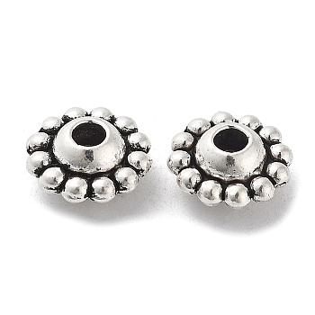 Tibetan Style Alloy Beads, Cadmium Free & Lead Free, Flower, Antique Silver, 9x4.5mm, Hole: 1.9mm, about 1000pcs/1000g