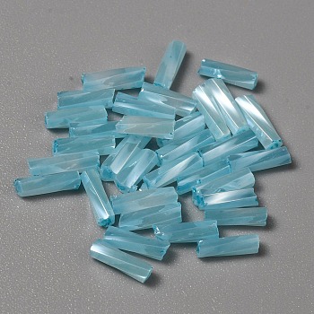 Opaque Colours Glass Twist Bugle Beads, Round Hole, Dark Turquoise, 6~7x2mm, Hole: 0.9mm, 270pcs/bag