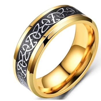 Titanium Steel Triquetra/Trinity Knot Finger Rings for Men Women, Golden, Inner Diameter: 18.2mm