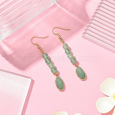 Green Aventurine Dangle Earring for Women(EJEW-JE05928-01)-2