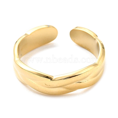 304 Stainless Steel Open Cuff Ring for Women(RJEW-C016-19G)-2