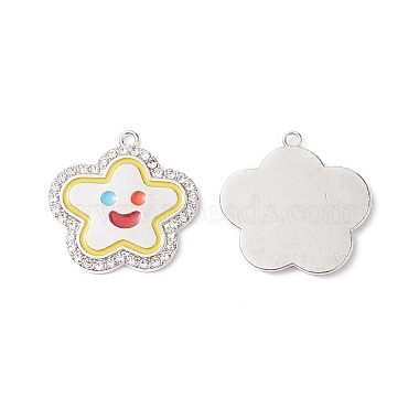 Platinum Star Alloy Rhinestone+Enamel Pendants