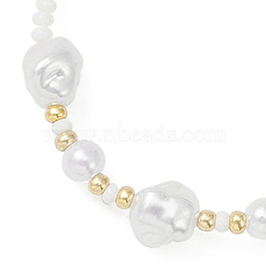 ABS Plastic Imitation Pearl Beaded Stretch Bracelet & Beaded Necklace(SJEW-JS01278)-7
