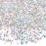 60G Laser Shining Nail Art Glitter, Manicure Sequins, DIY Sparkly Paillette Tips Nail, Star and Moon, Colorful, 3~4x1~4mm(MRMJ-SC0001-50)