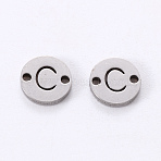 Tarnish Resistant 201 Stainless Steel Links, Laser Cut, Flat Round with Letter, Letter.C, 6x6x1mm, Hole: 0.8mm(STAS-R112-01C)