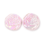 UV Plated Acrylic Beads, Iridescent, Flower, Pink, 23.5x23x5.5mm, Hole: 2mm(SACR-C003-02A)
