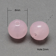 Imitation Jade Acrylic Beads, Round, Pearl Pink, 8mm, Hole: 2mm, about 1666pcs/500g(SACR-S188-08mm-09)