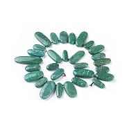 Natural Amazonite Beads Strands, Oval, 22~50x10~19x5~9mm, Hole: 1mm, about 29pcs/strand, 16.4 inch(41.8cm)(G-F645-13)
