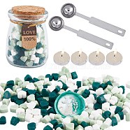 CRASPIRE Sealing Wax Particles Kits for Retro Seal Stamp, with Stainless Steel Spoon, Candle, Glass Jar, Mixed Color, 7.3x8.6x5mm, about 110~120pcs/bag, 2 bags(DIY-CP0003-60E)