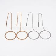 304 Stainless Steel Stud Earrings, Hypoallergenic Earrings, Threader Earrings, Ring, Mixed Color, 110x1mm, Pin: 0.8mm(EJEW-H313-05)