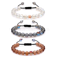 3Pcs Round Synthetic Moonstone Braided Bead Bracelets, Gemstone Jewelry for Women, Gray, Inner Diameter: 1-7/8~3-1/4 inch(4.8~8.3cm)(BJEW-SW00061-01)