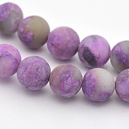 Natural & Dyed Gemstone Round Beads Strands, Imitation Charoite, Frosted, 4mm, Hole: 1mm, about 86pcs/strand, 15.3 inch(X-G-D661-4mm-1)
