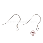 925 Sterling Silver Earring Hooks, with 925 Stamp, Silver, 16x20x1.3mm, Hole: 1.5mm, 24 Gauge, Pin: 0.5mm(STER-K167-049C-S)