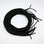 Synthetic Rubber Beading Cord, Round Hollow, Black, 4.0mm, Hole: 1.5mm, about 1.09 yards(1m)/strand(RCOR-A013-03-4.0mm)