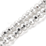 Electroplate Glass Beads Strands, Faceted, Rondelle, Silver, 3x2.5mm, Hole: 0.8mm, about 170~172pcs/strand, 16.73''(42.5cm)(X-EGLA-D030-15A-06)
