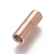 304 Stainless Steel Magnetic Clasps with Glue-in Ends, Column, Rose Gold, 16x6mm, Hole: 4mm(STAS-G203-06RG)