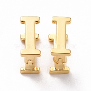 Initial Hoop Earrings for Women, Golden Letter Brass Earrings, Letter.I, 12x5x9.5mm, Pin: 0.8mm(EJEW-P194-01G-I)