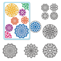 Mandala Carbon Steel Cutting Dies Stencils, for DIY Scrapbooking, Photo Album, Decorative Embossing Paper Card, Stainless Steel Color, Flower Pattern, 95~165x82~95x0.8mm, 3pcs/set(DIY-WH0309-975)